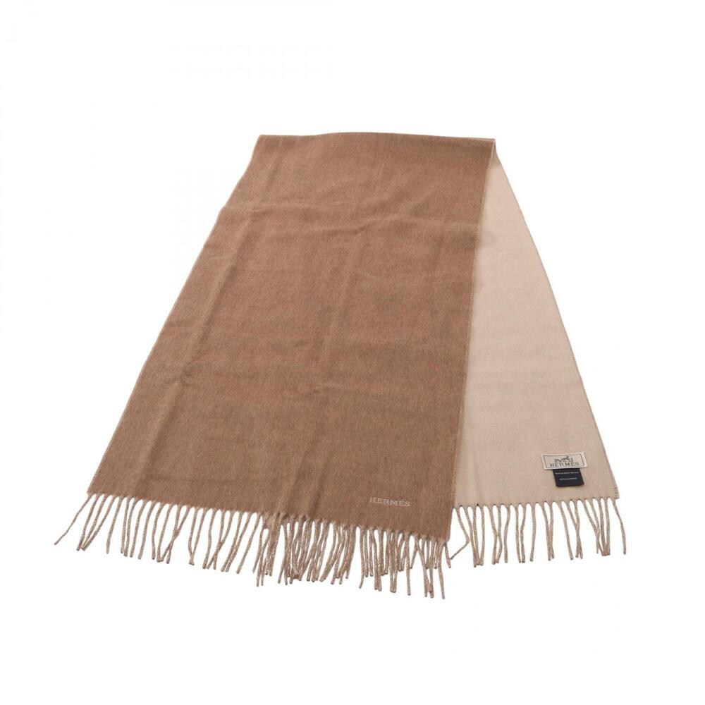 Hermes Recto Verso Cashmere Scarf for Men, Beige/Brown